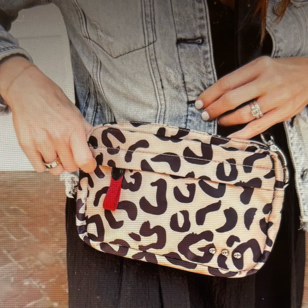 Nancy Nylon Camera Leopard Print Crossbody Bag